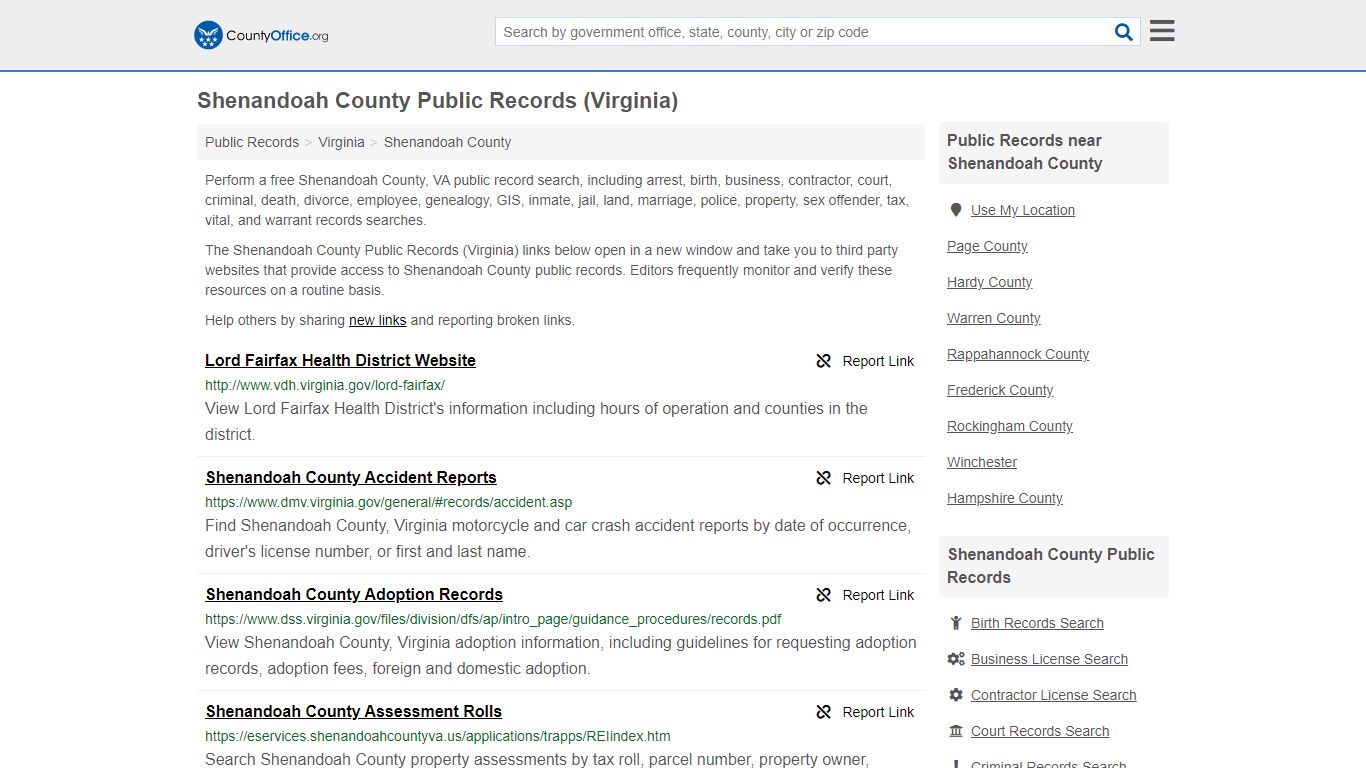 Public Records - Shenandoah County, VA (Business, Criminal ...